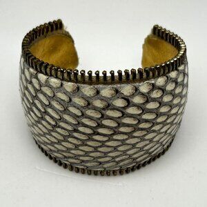 Ted Rossi Snakeskin Leather Cuff Bracelet Exotic Python Zipper Edge